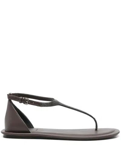 BRUNELLO CUCINELLI BRUNELLO CUCINELLI LEATHER THONG SANDALS