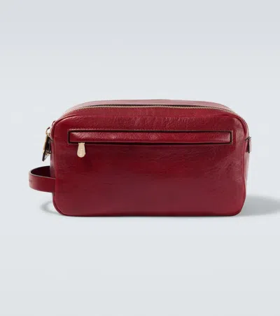 Brunello Cucinelli Leather Toiletry Bag In Red