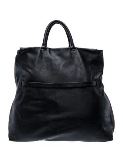Pre-owned Brunello Cucinelli Leather Top Handle Bag In Black