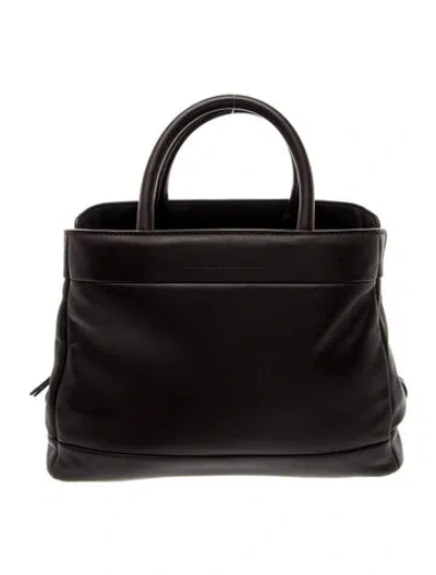 Pre-owned Brunello Cucinelli Leather Top Handle Bag In Black