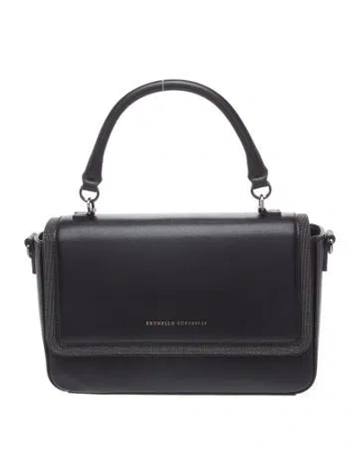 Pre-owned Brunello Cucinelli Leather Top Handle Bag In Black