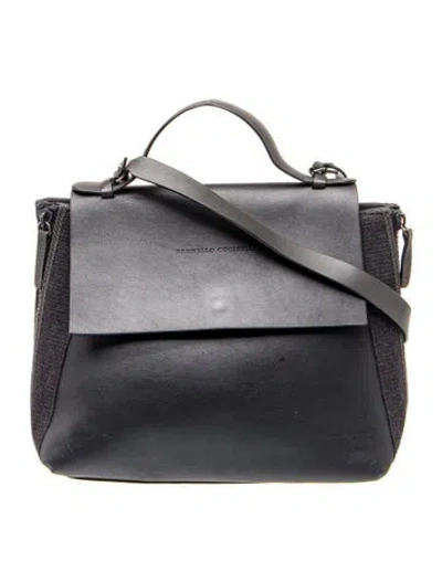 Pre-owned Brunello Cucinelli Leather Top Handle Bag In Blue