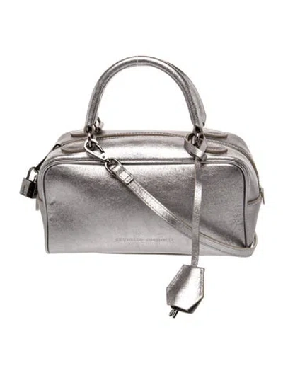 Pre-owned Brunello Cucinelli Leather Top Handle Bag In Gray