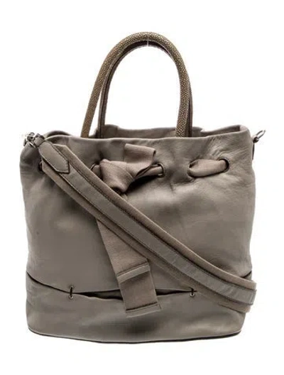 Pre-owned Brunello Cucinelli Leather Top Handle Bag In Gray