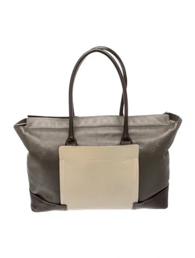 Pre-owned Brunello Cucinelli Leather Top Handle Bag In Gray