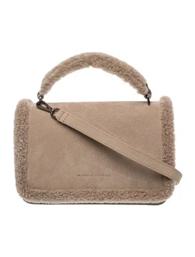 Pre-owned Brunello Cucinelli Leather Top Handle Bag In Grey