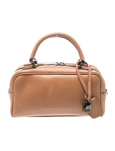 Pre-owned Brunello Cucinelli Leather Top Handle Bag In Neutrals