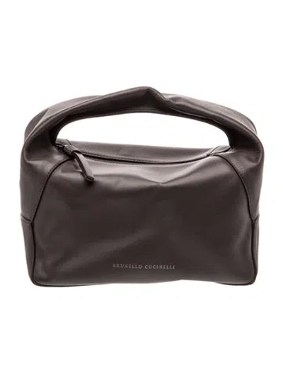 Pre-owned Brunello Cucinelli Leather Top Handle Bag W/ Tags In Brown