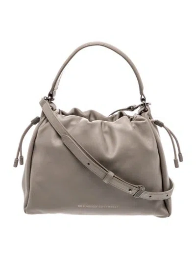 Pre-owned Brunello Cucinelli Leather Top Handle Bag W/ Tags In Gray