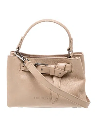 Pre-owned Brunello Cucinelli Leather Top Handle Bag W/ Tags In Neutral