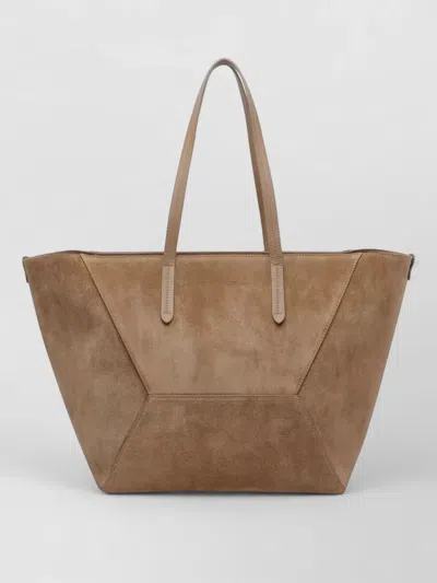 Brunello Cucinelli Leather Tote Bag Rectangular Shape Suede