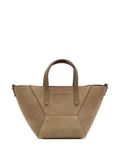 Brunello Cucinelli Leather Tote Bag In Neutral