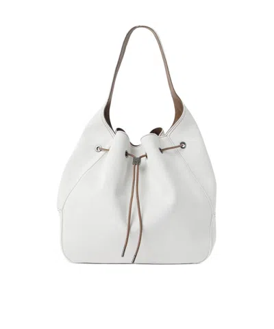 Brunello Cucinelli Leather Tote Bag In White