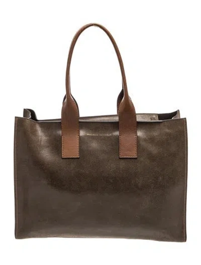 Pre-owned Brunello Cucinelli Leather Tote In Black