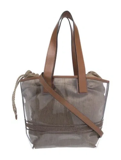 Pre-owned Brunello Cucinelli Leather Tote In Brown/clear