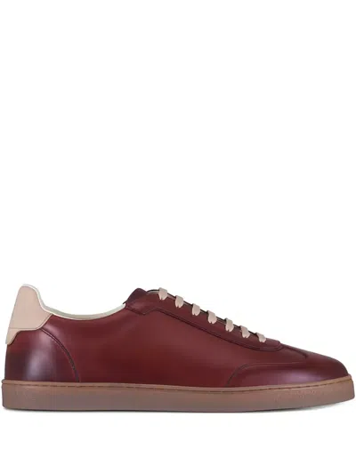 Brunello Cucinelli Leather Trainers In Red