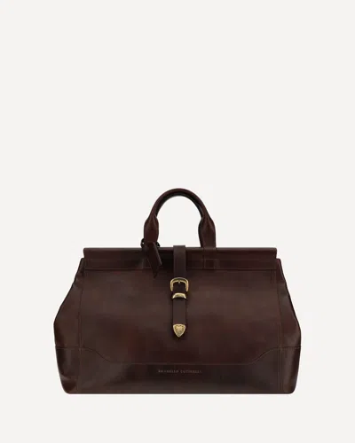 Brunello Cucinelli Leather Travel Bag In Brown