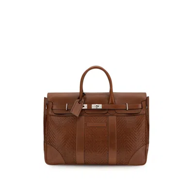 Brunello Cucinelli Leather Travel Bag In Brown