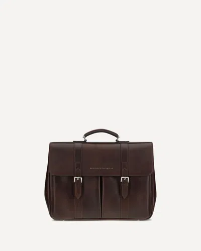 Brunello Cucinelli Leather Travel Bag In Burgundy