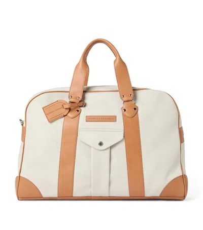 Brunello Cucinelli Leather Travel Bag In White