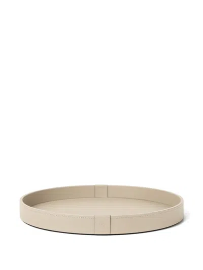 Brunello Cucinelli Leather Tray (40 Cm) In Neutral