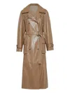 Brunello Cucinelli Polished Nappa Leather Trench With Monili In Brown