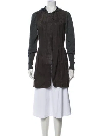 Pre-owned Brunello Cucinelli Leather Trench Coat In Gray