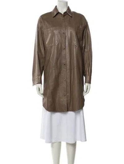Pre-owned Brunello Cucinelli Leather Trench Coat In Neutral