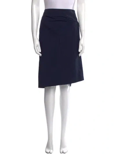 Pre-owned Brunello Cucinelli Leather Trim Embellishment Knee-length Skirt In Blue
