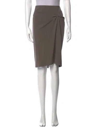 Pre-owned Brunello Cucinelli Leather Trim Embellishment Knee-length Skirt In Green