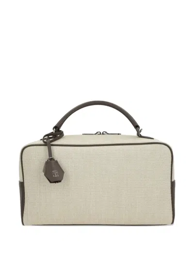 Brunello Cucinelli Leather-trim Tote Bag In Neutral