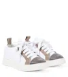 Brunello Cucinelli Leather-trimmed Canvas Sneakers In White