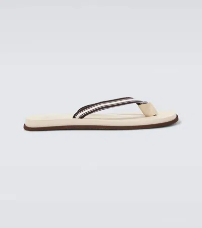 Brunello Cucinelli Leather-trimmed Slippers In Neutrals