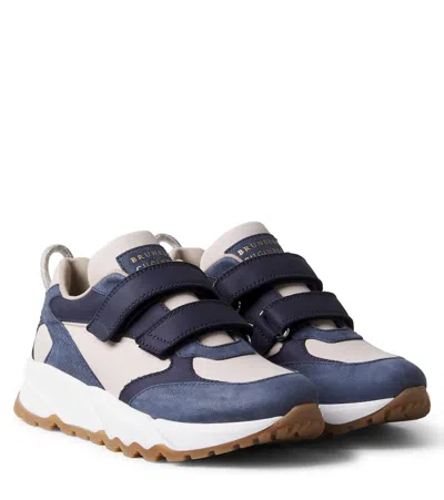 Brunello Cucinelli Kids' Leather-trimmed Sneakers In Multi