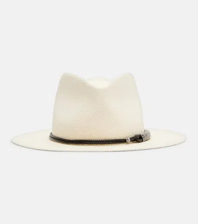 Brunello Cucinelli Beige Monile Textured Fedora Hat