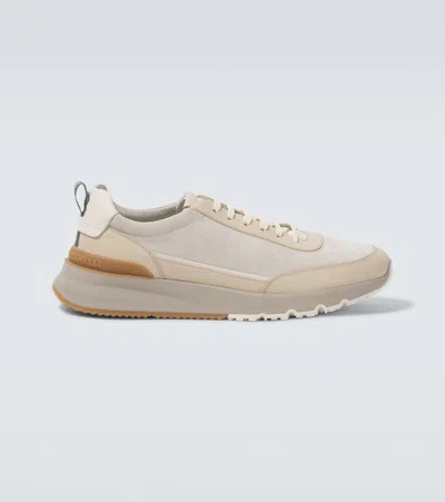 Brunello Cucinelli Leather-trimmed Suede Sneakers