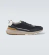 Brunello Cucinelli Suede And Smooth Material Flat Shoes With Contrasting Sole In Black