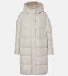 Brunello Cucinelli Leather-trimmed Wool Down Coat In Grey