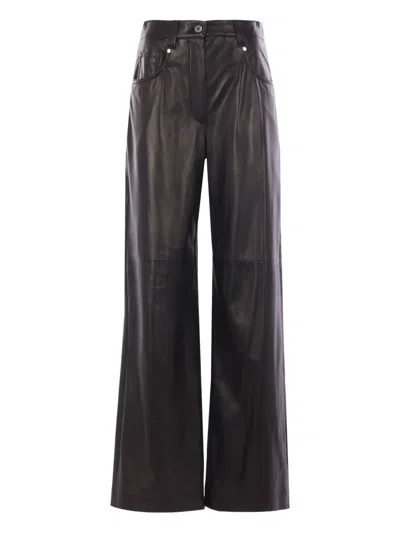Brunello Cucinelli Leather Trousers In Black