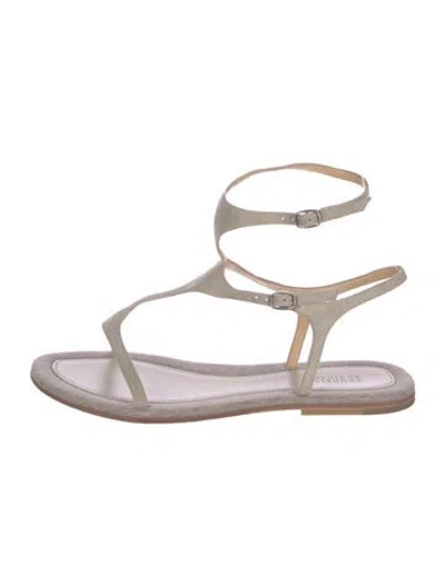 Pre-owned Brunello Cucinelli Leather T-strap Sandals In Grey
