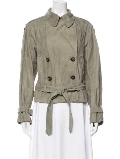Pre-owned Brunello Cucinelli Leather Utility Jacket In Green