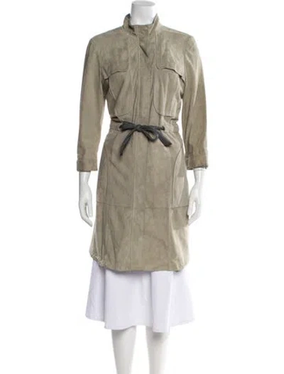 Pre-owned Brunello Cucinelli Leather Utility Jacket In Neutral