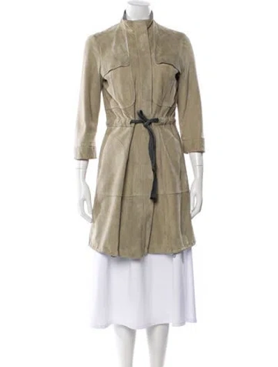 Pre-owned Brunello Cucinelli Leather Utility Jacket In Neutral