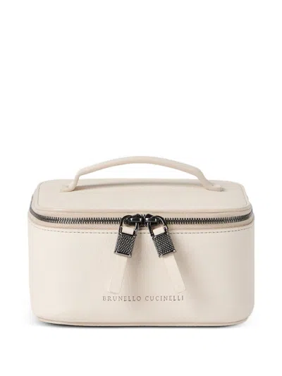 Brunello Cucinelli Women Leather Vanity Case In Neutral