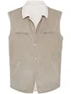 Brunello Cucinelli Leather Reversible Padded Gilet In 中性色