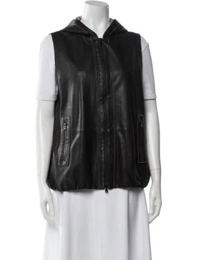 Pre-owned Brunello Cucinelli Leather Vest In Black
