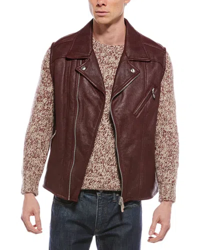 Brunello Cucinelli Leather Vest In Burgundy