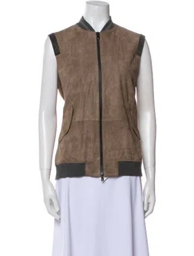 Pre-owned Brunello Cucinelli Leather Vest In Brown