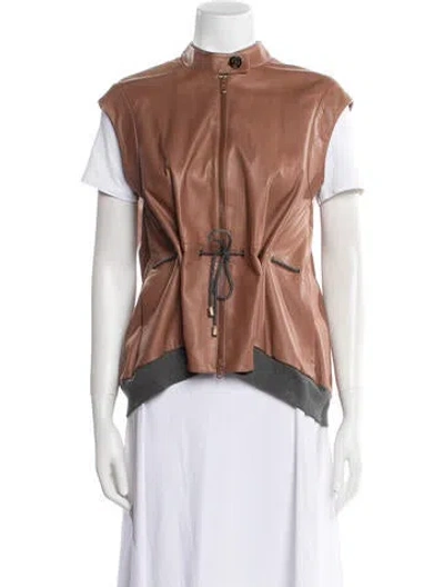 Pre-owned Brunello Cucinelli Leather Vest In Brown