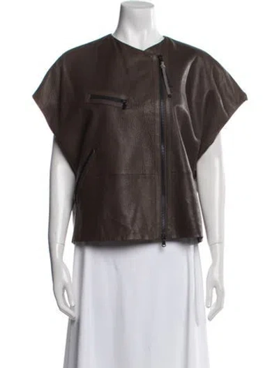 Pre-owned Brunello Cucinelli Leather Vest In Brown